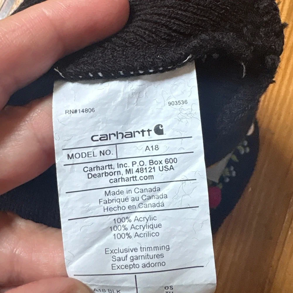 Carhartt Beanie Womens Black Floral Embroidered Watch Hat SIZE OS